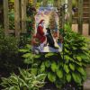 Flat-Coated Retriever and Santa Claus Garden Flag Mailbox Flag Decorative Yard Flag Banner Outside Patio Artwork Yard Flower Beds, Garden Size