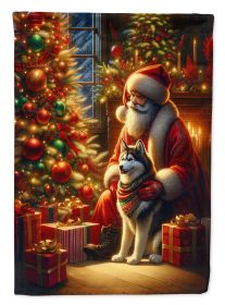 Siberian Husky and Santa Claus Garden Flag Mailbox Flag Decorative Yard Flag Banner Outside Patio Artwork Yard Flower Beds, Garden Size, Multicolor