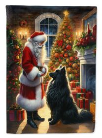 Belgian Sheepdog and Santa Claus Garden Flag Mailbox Flag Decorative Yard Flag Banner Outside Patio Artwork Yard Flower Beds, Garden Size, Multicolor