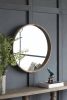 28" Round Wood Mirror, Wall Mounted Mirror Home Decor for Bathroom Living Room