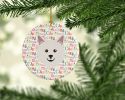 Italian Spitz Merry Christmas Ceramic Ornament Christmas Tree Hanging Decorations for Home Christmas Holiday, Party, Gift, 3 in, Multicolor