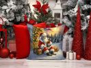 Chihuahua and Santa Claus Throw Pillow Machine Washable, Indoor Outdoor Decorative Pillow for Couch, Bed or Patio, 14Hx14W