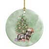 Dachshund Black Tan Puppy Christmas Presents and Tree Ceramic Ornament Christmas Tree Hanging Decorations for Home Christmas Holiday, Party, Gift