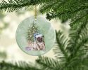 Pug Fawn Puppy Christmas Presents and Tree Ceramic Ornament Christmas Tree Hanging Decorations for Home Christmas Holiday, Party, Gift, 3 in