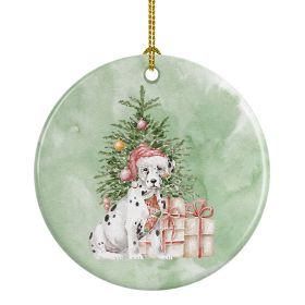 Dalmatian Christmas Presents and Tree Ceramic Ornament Christmas Tree Hanging Decorations for Home Christmas Holiday, Party, Gift, 3 in, Multicolor