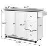 Kitchen Island 2-Door Storage Cabinet with Drawers and Stainless Steel Top