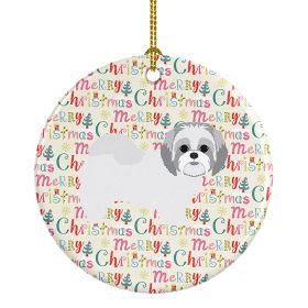 Shih Tzu #1 Merry Christmas Ceramic Ornament Christmas Tree Hanging Decorations for Home Christmas Holiday, Party, Gift, 3 in, Multicolor