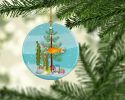 Goldfish Common Merry Christmas Ceramic Ornament Christmas Tree Hanging Decorations for Home Christmas Holiday, Party, Gift, 3 in, Multicolor