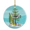 Iridescent Shark Merry Christmas Ceramic Ornament Christmas Tree Hanging Decorations for Home Christmas Holiday, Party, Gift, 3 in, Multicolor