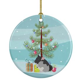 Black Velvet Chinchilla Merry Christmas Ceramic Ornament Christmas Tree Hanging Decorations for Home Christmas Holiday, Party, Gift, 3 in, Multicolor