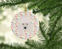 Poodle Merry Christmas Ceramic Ornament Christmas Tree Hanging Decorations for Home Christmas Holiday, Party, Gift, 3 in, Multicolor