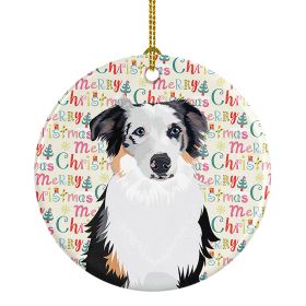 Australian Shepherd Blue Merle #1 Christmas Ceramic Ornament Christmas Tree Hanging Decorations for Home Christmas Holiday, Party, Gift, 3 in