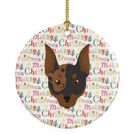 Harlequin Pinscher #2 Merry Christmas Ceramic Ornament Christmas Tree Hanging Decorations for Home Christmas Holiday, Party, Gift, 3 in, Multicolor