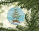 Chinese Hamster Merry Christmas Ceramic Ornament Christmas Tree Hanging Decorations for Home Christmas Holiday, Party, Gift, 3 in, Multicolor