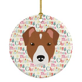 Rat Terrier Merry Christmas Ceramic Ornament Christmas Tree Hanging Decorations for Home Christmas Holiday, Party, Gift, 3 in, Multicolor