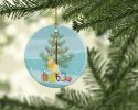 French Curly Canary Merry Christmas Ceramic Ornament Christmas Tree Hanging Decorations for Home Christmas Holiday, Party, Gift, 3 in, Multicolor