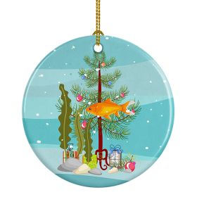 Goldfish Common Merry Christmas Ceramic Ornament Christmas Tree Hanging Decorations for Home Christmas Holiday, Party, Gift, 3 in, Multicolor