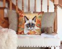 Snowshoe Cat in Fall Leaves Throw Pillow Machine Washable, Indoor Outdoor Decorative Pillow for Couch, Bed or Patio, 14Hx14W