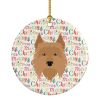 Australian Terrier Merry Christmas Ceramic Ornament Christmas Tree Hanging Decorations for Home Christmas Holiday, Party, Gift, 3 in, Multicolor