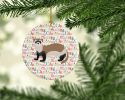 Ferret Christmas Ceramic Ornament Christmas Tree Hanging Decorations for Home Christmas Holiday, Party, Gift, 3 in, Multicolor