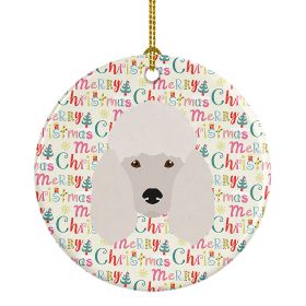 Poodle Merry Christmas Ceramic Ornament Christmas Tree Hanging Decorations for Home Christmas Holiday, Party, Gift, 3 in, Multicolor