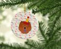 Chow Chow Merry Christmas Ceramic Ornament Christmas Tree Hanging Decorations for Home Christmas Holiday, Party, Gift, 3 in, Multicolor