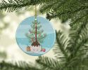 Dzungarian Hamster Merry Christmas Ceramic Ornament Christmas Tree Hanging Decorations for Home Christmas Holiday, Party, Gift, 3 in, Multicolor