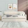 Twin Size Upholstery Daybed with Trundle and USB Charging Design,Trundle can be flat or erected,Beige