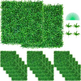 VEVOR Artificial Boxwood Panel UV 48pcs Boxwood Hedge Wall Panels Artificial Grass Backdrop Wall 10X10" 4cm Green Grass Wall Fake Hedge for Decor Priv