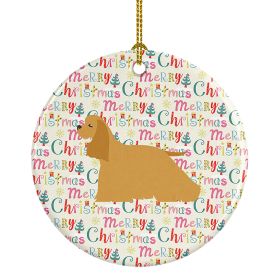 Cocker Spaniel Merry Christmas Ceramic Ornament Christmas Tree Hanging Decorations for Home Christmas Holiday, Party, Gift, 3 in, Multicolor