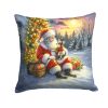 Chihuahua and Santa Claus Throw Pillow Machine Washable, Indoor Outdoor Decorative Pillow for Couch, Bed or Patio, 14Hx14W