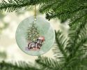 Dachshund Black Tan Puppy Christmas Presents and Tree Ceramic Ornament Christmas Tree Hanging Decorations for Home Christmas Holiday, Party, Gift