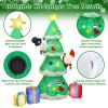 6.89FT Christmas Inflatable Outdoor Decoration with Christmas Tree Gift Box Santa Claus Blow Up Yard Decoration with LED Light Built-in Air Blower for