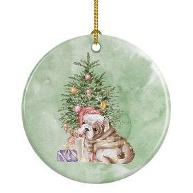 Bulldog, English Bulldog Puppy Christmas Presents and Tree Ceramic Ornament Christmas Tree Hanging Decorations for Home Christmas Holiday, Party, Gift