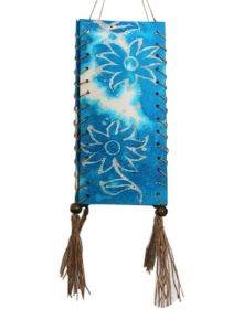 Chinese Paper Lantern Rectangle Handmade National Style Home Decor Printed Blue Flower Lamp Shade