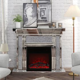 W 47 inch X D 12.6 inch X H 41.7 inch Acrylic diamond mirror mantelpiece, separate mantelpiece Built-in filling: acrylic high imitation drill