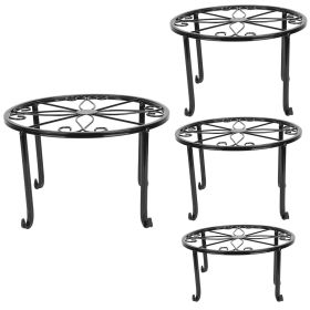 4Packs Iron Plotted Plant Stands Shelves Heavy Duty Round Flower Pot Holder Rack Home Yard Garden Patio Décor