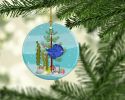 Delta Tail Betta Fish Merry Christmas Ceramic Ornament Christmas Tree Hanging Decorations for Home Christmas Holiday, Party, Gift, 3 in, Multicolor