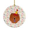 Chow Chow Merry Christmas Ceramic Ornament Christmas Tree Hanging Decorations for Home Christmas Holiday, Party, Gift, 3 in, Multicolor