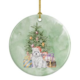 West Highland White Terrier Puppy Christmas Presents and Tree Ceramic Ornament Christmas Tree Hanging Decorations for Home Christmas Holiday, Party