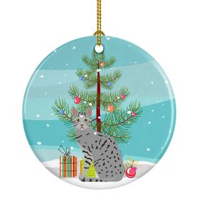 NEW Egyptian Mau Cat Christmas Ceramic Ornament Christmas Tree Hanging Decorations for Home Christmas Holiday, Party, Gift, 3 in, Multicolor