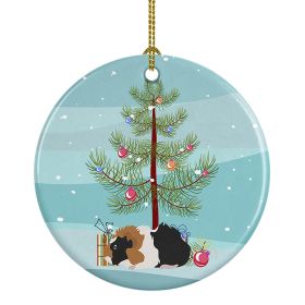 Abyssinian Guinea Pig Merry Christmas Ceramic Ornament Christmas Tree Hanging Decorations for Home Christmas Holiday, Party, Gift, 3 in, Multicolor