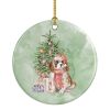 Cavalier Spaniel Tricolor Blenheim Puppy Christmas Presents and Tree Ceramic Ornament Christmas Tree Hanging Decorations for Home Christmas Holiday