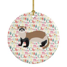 Ferret Christmas Ceramic Ornament Christmas Tree Hanging Decorations for Home Christmas Holiday, Party, Gift, 3 in, Multicolor