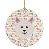 Italian Spitz Merry Christmas Ceramic Ornament Christmas Tree Hanging Decorations for Home Christmas Holiday, Party, Gift, 3 in, Multicolor