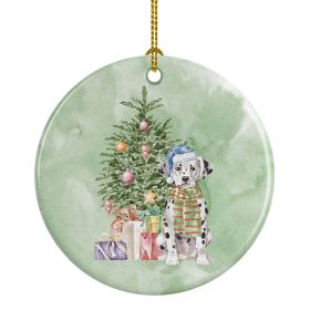 Dalmatian Puppy Christmas Presents and Tree Ceramic Ornament Christmas Tree Hanging Decorations for Home Christmas Holiday, Party, Gift, 3 in