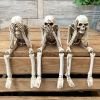 1pc Skull Statues Set, Resin Skeleton Shelf Sitters Sitting Figurines, For Home Bookshelf Table Ledge Edge Decorative, Crafts Ornaments