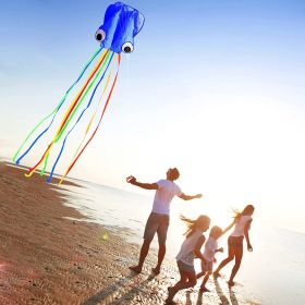 1pc Large Soft Octopus Easy Flyer Kite With 328ft Rope, 31*157 Inches Kite For For Kids Children Adult Beach Park (Color: Blue, size: 31inch*157inch)