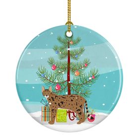 NEW Savannah Cat Christmas Ceramic Ornament Christmas Tree Hanging Decorations for Home Christmas Holiday, Party, Gift, 3 in, Multicolor (Default: Default)