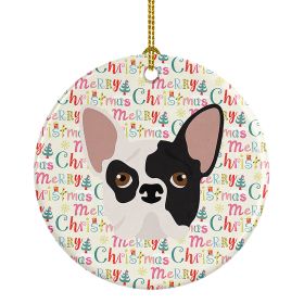 French Bulldog Merry Christmas Ceramic Ornament Christmas Tree Hanging Decorations for Home Christmas Holiday, Party, Gift, 3 in, Multicolor (Default: Default)